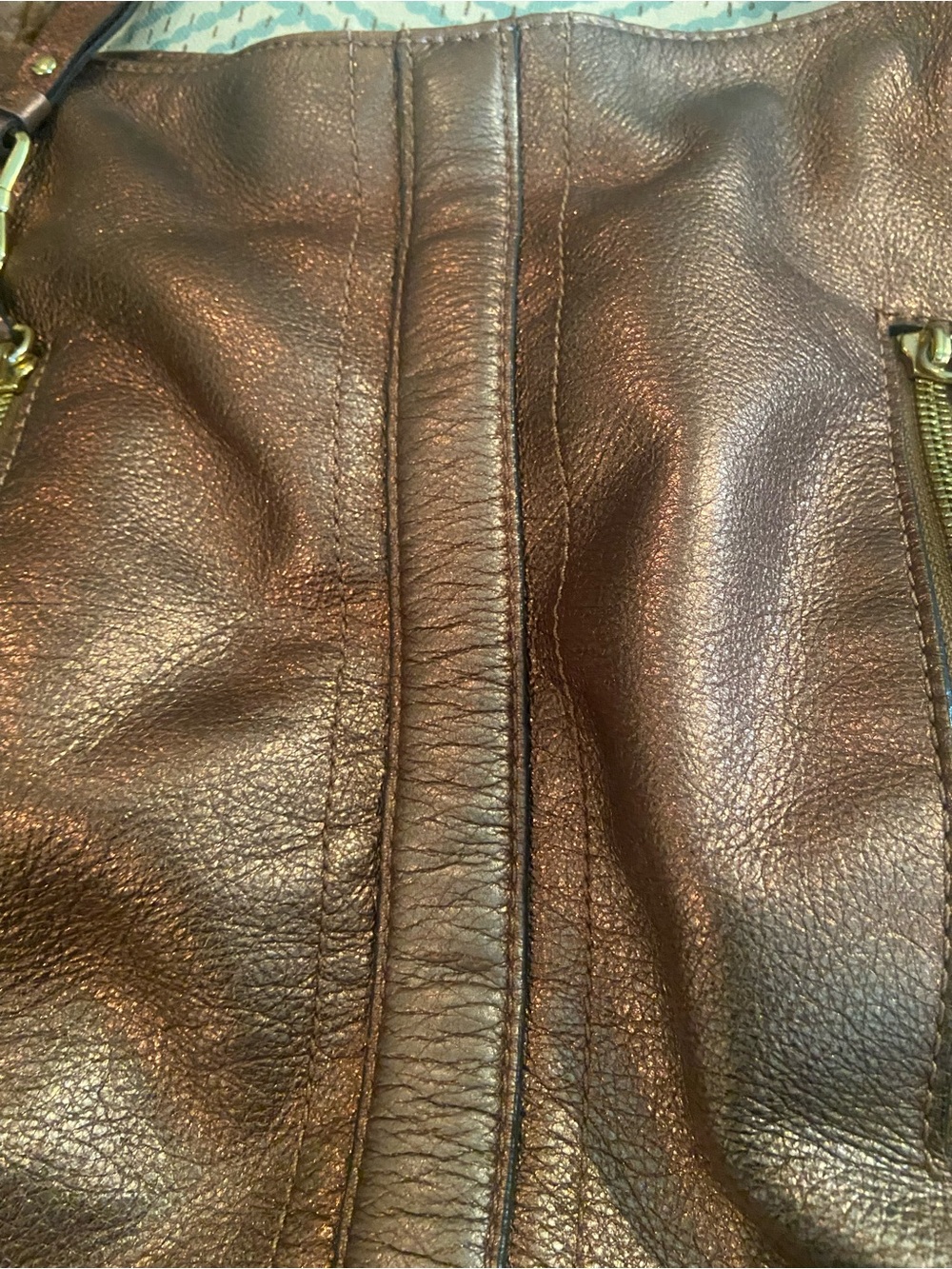 b. makowsky Metallic Bronze Shoulder Tote with Chain Trim - Picture 7 of 13